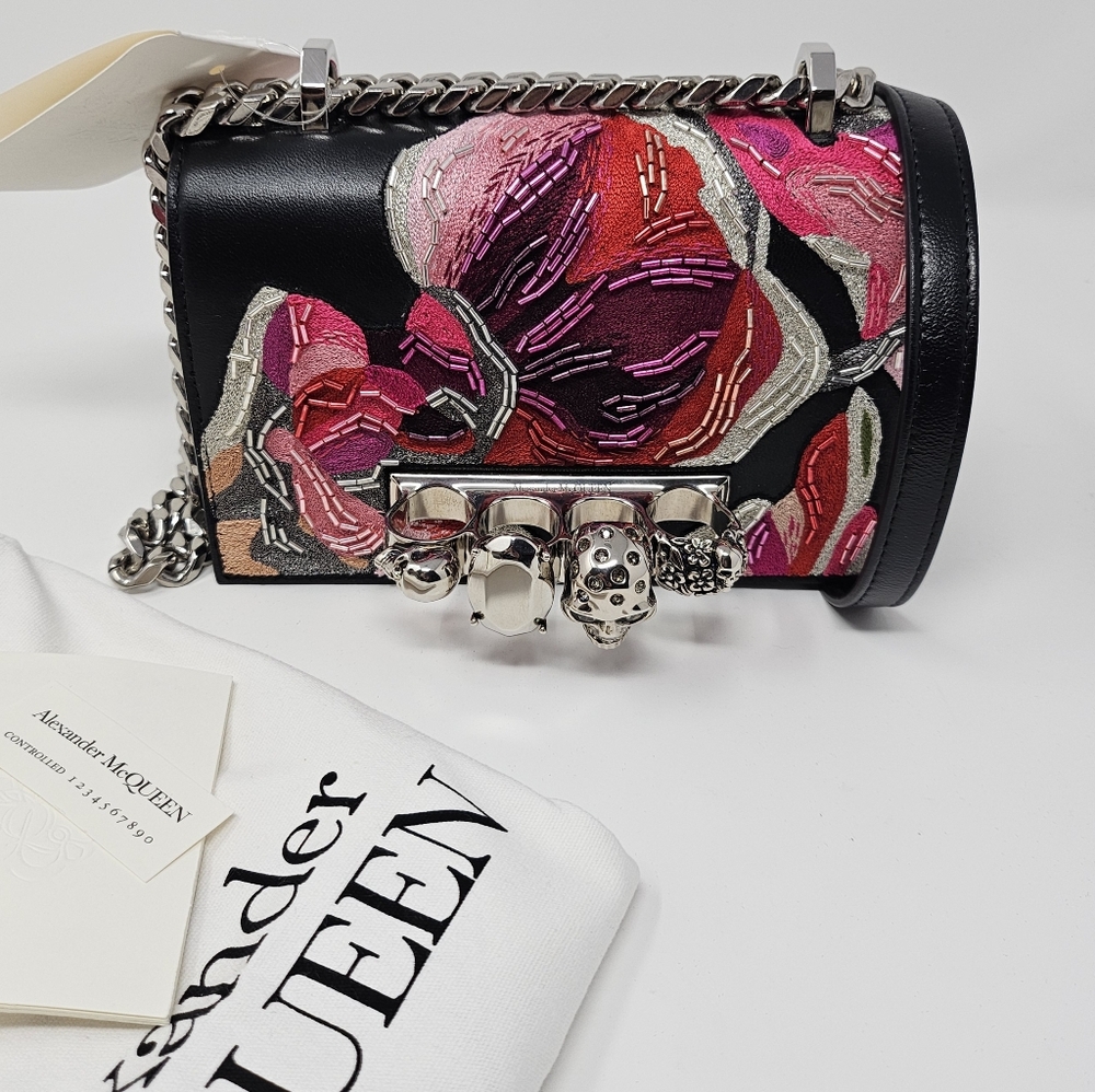 ❌️SOLD❌️ Alexander McQueen Orchid Floral Pink Embroidery Jeweled Satchel